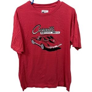 Red Jacket General Motors Corvette Sting Ray Graphic T-Shirt Red Mens Large
